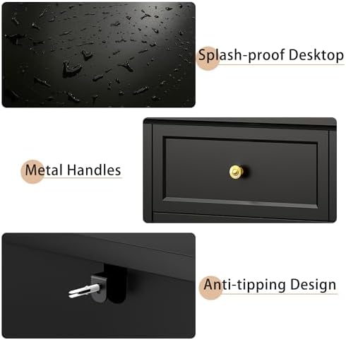 LYNSOM White Dresser for Bedroom - Modern 7-Drawer Storage Unit with Gold Handles, Multi-Functional TV Stand for Living