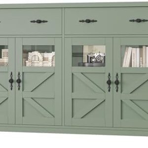 FINETONES Modern Sideboard Buffet Cabinet with Storage - 55" Long, 4 Doors & 2 Large Drawers, Stylish Coffee Bar Console