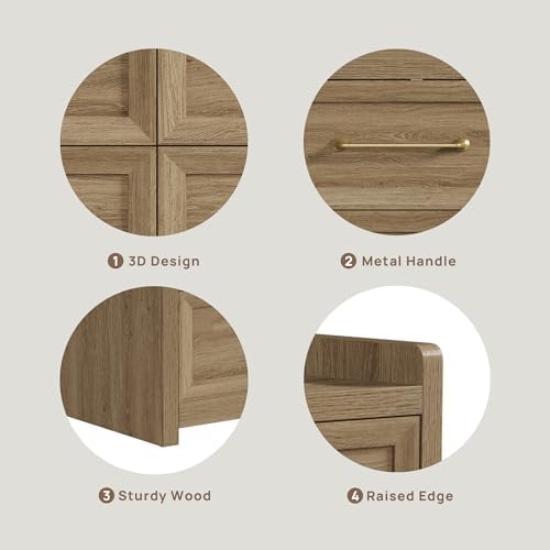 SICOTAS 6 Drawer Dresser - Extra-Wide 56.4" Wooden Chest with Large Storage for Bedroom & Living Room - Farmhouse Style