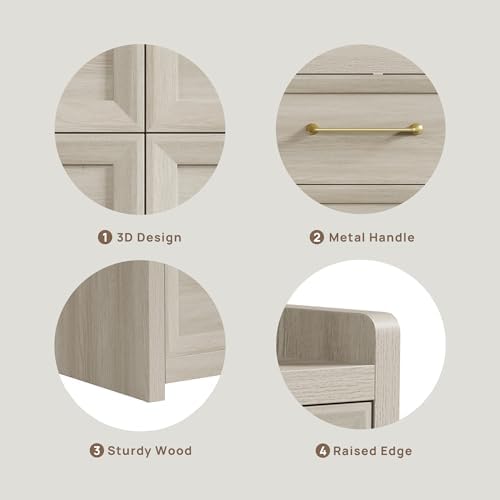 SICOTAS 6 Drawer Dresser - Extra-Wide 56.4" Wooden Chest with Large Storage for Bedroom & Living Room - Farmhouse Style